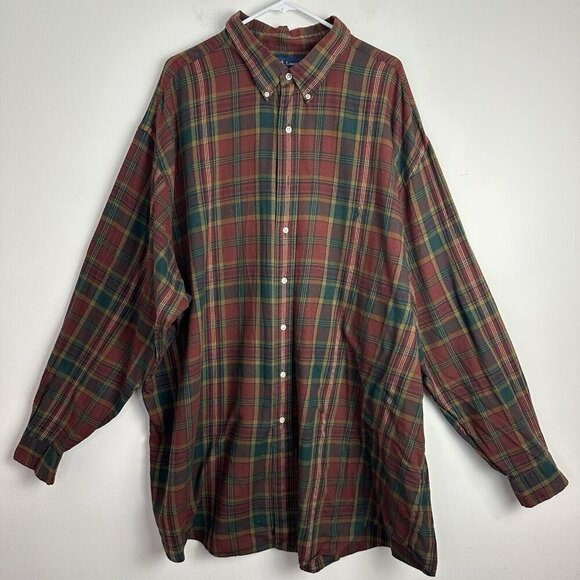 Polo Ralph Lauren Shirt Mens 4XLT Tall Multicolor Plaid Long Sleeve Button Down - Picture 3 of 9